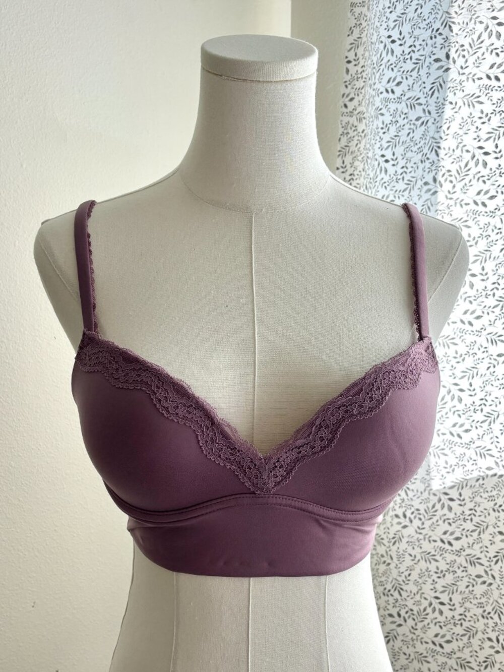 DOBREVA F020A Push Up Bra 36B Brown Purple Wireless Padded Lace Longline